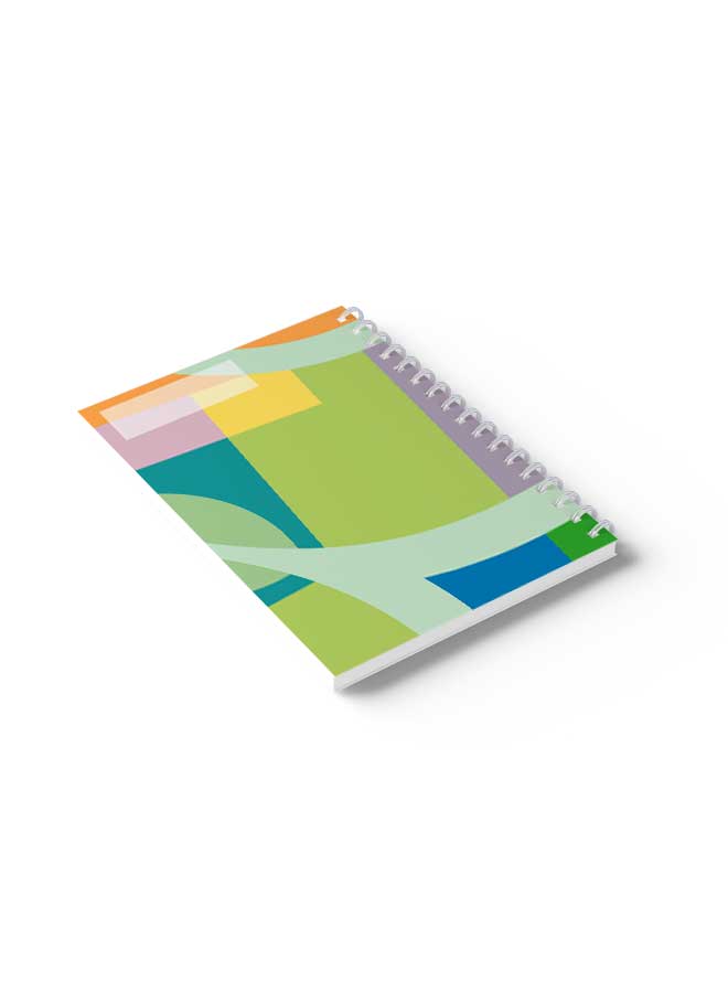 LOWHA Spiral Notebook Abstract Colorful Shapes Purple/Orange/Yellow/Green - Image 4