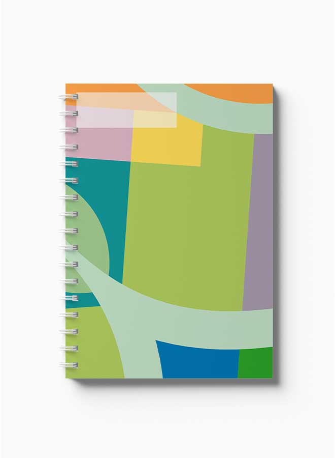LOWHA Spiral Notebook Abstract Colorful Shapes Purple/Orange/Yellow/Green - Image 2