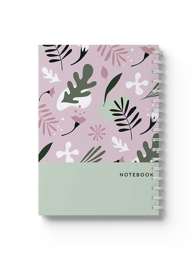 LOWHA Spiral Notebook Floral Design Pink Bg Pink/White/Green - Image 1