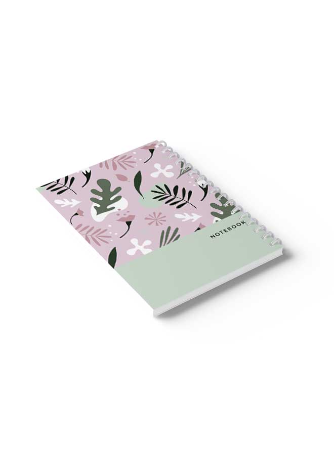 LOWHA Spiral Notebook Floral Design Pink Bg Pink/White/Green - Image 4