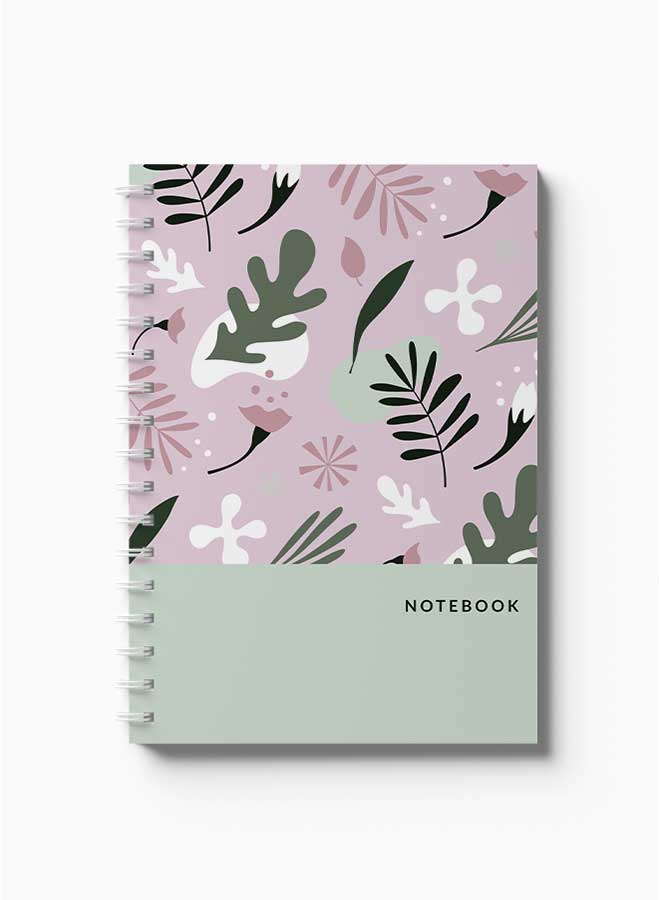 LOWHA Spiral Notebook Floral Design Pink Bg Pink/White/Green - Image 2