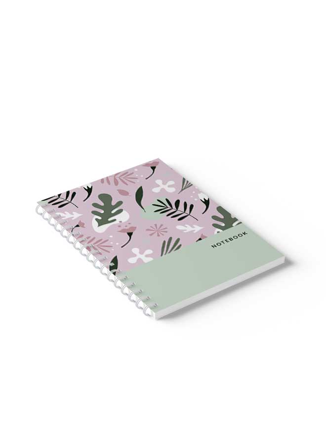 LOWHA Spiral Notebook Floral Design Pink Bg Pink/White/Green - Image 5