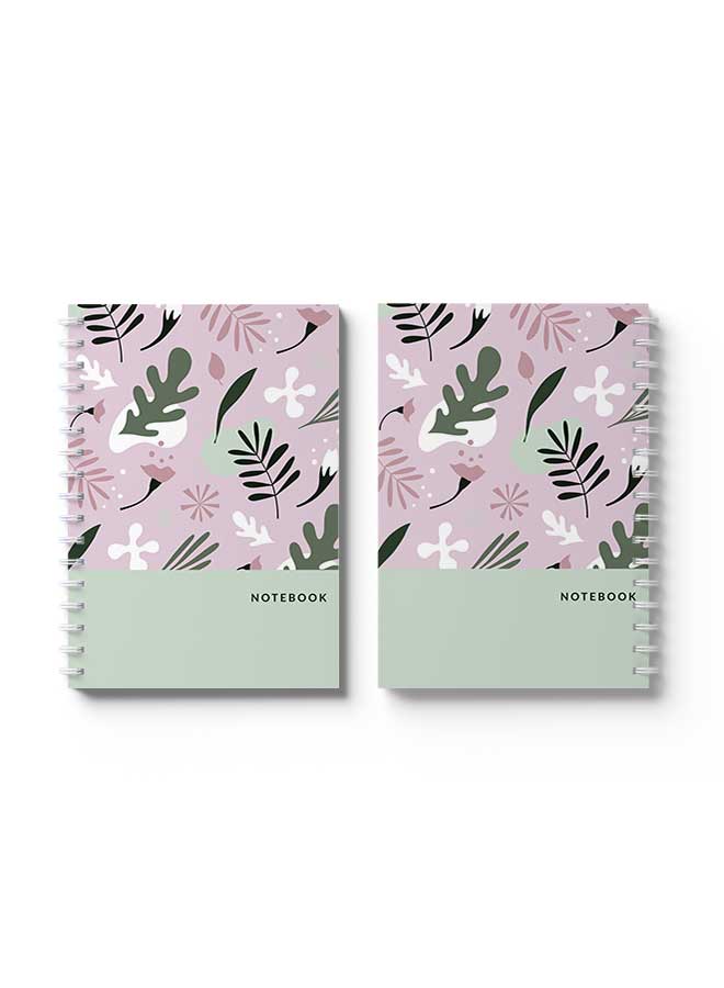 LOWHA Spiral Notebook Floral Design Pink Bg Pink/White/Green - Image 3