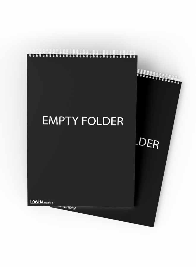 LOWHA Set Of 2 Spiral Notepads Each With 50 Sheets And A Hard Paper Cover With Empty Folder Black/White - Image 1