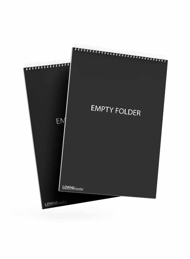 LOWHA Set Of 2 Spiral Notepads Each With 50 Sheets And A Hard Paper Cover With Empty Folder Black/White - Image 2