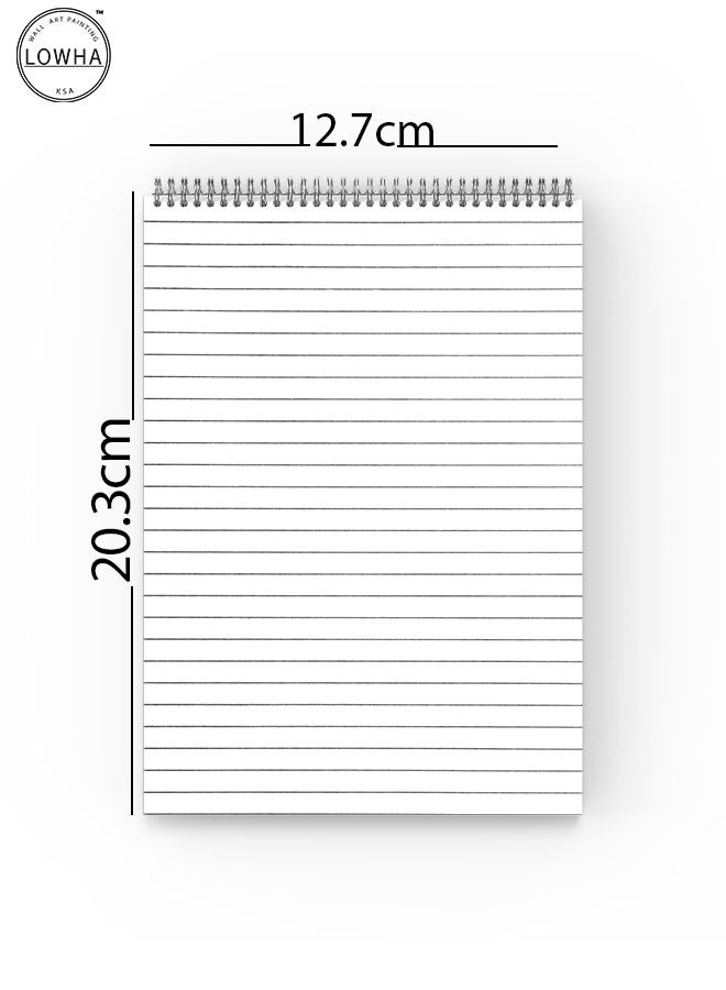 LOWHA Set Of 2 Spiral Notepads Each With 50 Sheets And A Hard Paper Cover With Empty Folder Black/White - Image 4