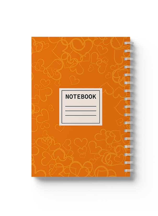 LOWHA Spiral Notebook Yellow Hearts Pattern Nb Orange/White/Black - Image 1