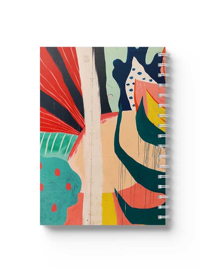 LOWHA Spiral Notebook Mixed Hand Paint Design White/Orange/Blue  - Image 1