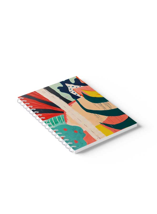LOWHA Spiral Notebook Mixed Hand Paint Design White/Orange/Blue  - Image 5