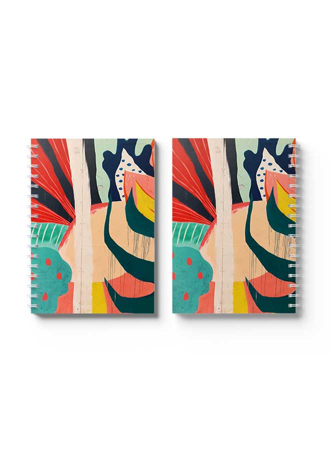 LOWHA Spiral Notebook Mixed Hand Paint Design White/Orange/Blue  - Image 3