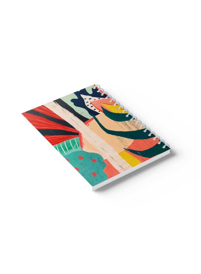 LOWHA Spiral Notebook Mixed Hand Paint Design White/Orange/Blue  - Image 4