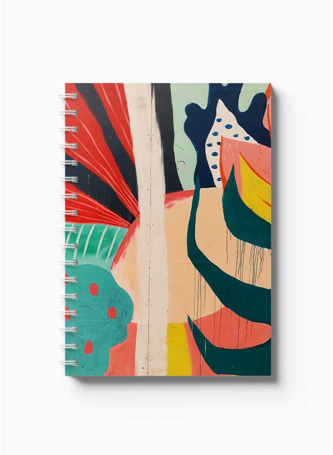 LOWHA Spiral Notebook Mixed Hand Paint Design White/Orange/Blue  - Image 2