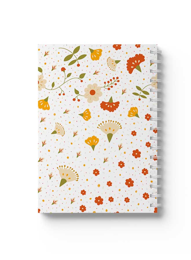 LOWHA Spiral Notebook Flowers & Berries Pattern Orange/Yellow/White - Image 1