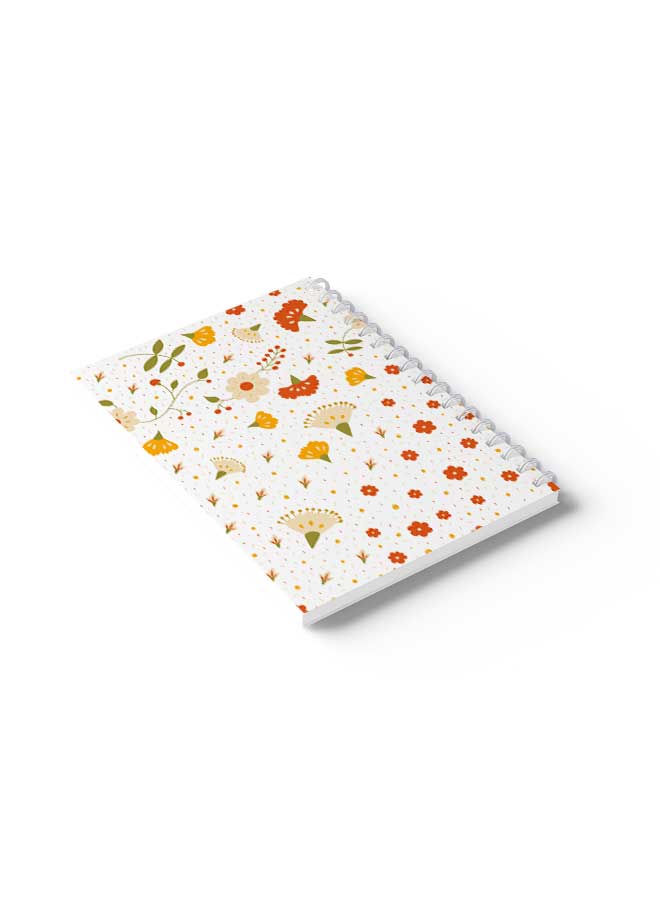 LOWHA Spiral Notebook Flowers & Berries Pattern Orange/Yellow/White - Image 4