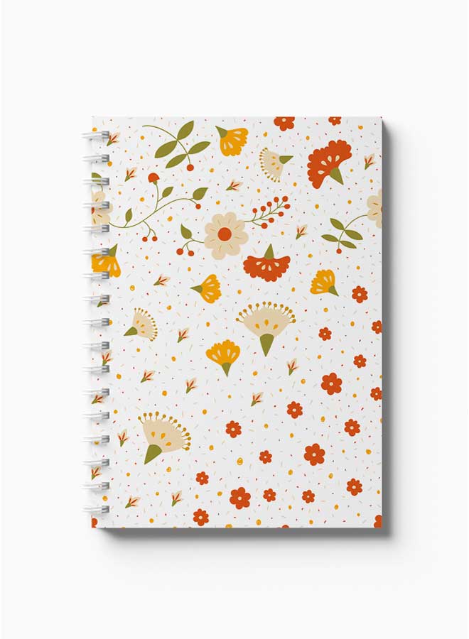LOWHA Spiral Notebook Flowers & Berries Pattern Orange/Yellow/White - Image 2