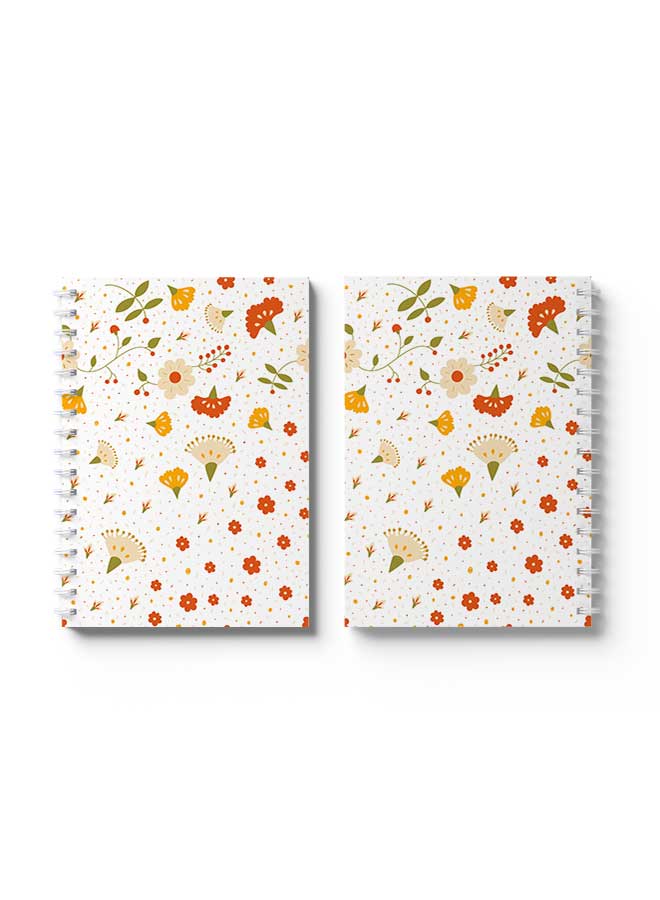 LOWHA Spiral Notebook Flowers & Berries Pattern Orange/Yellow/White - Image 3