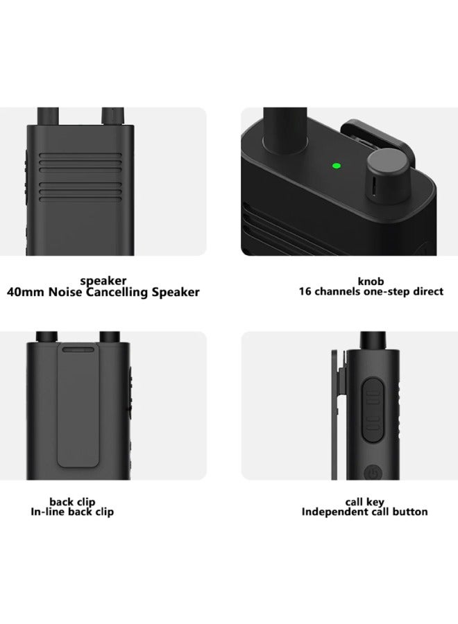 Portable Walkie Talkie Lite 5km Long Range Intercom Two Way Radio Support 16 Channels 2000mAh Radio XMDJJL01LITE Black