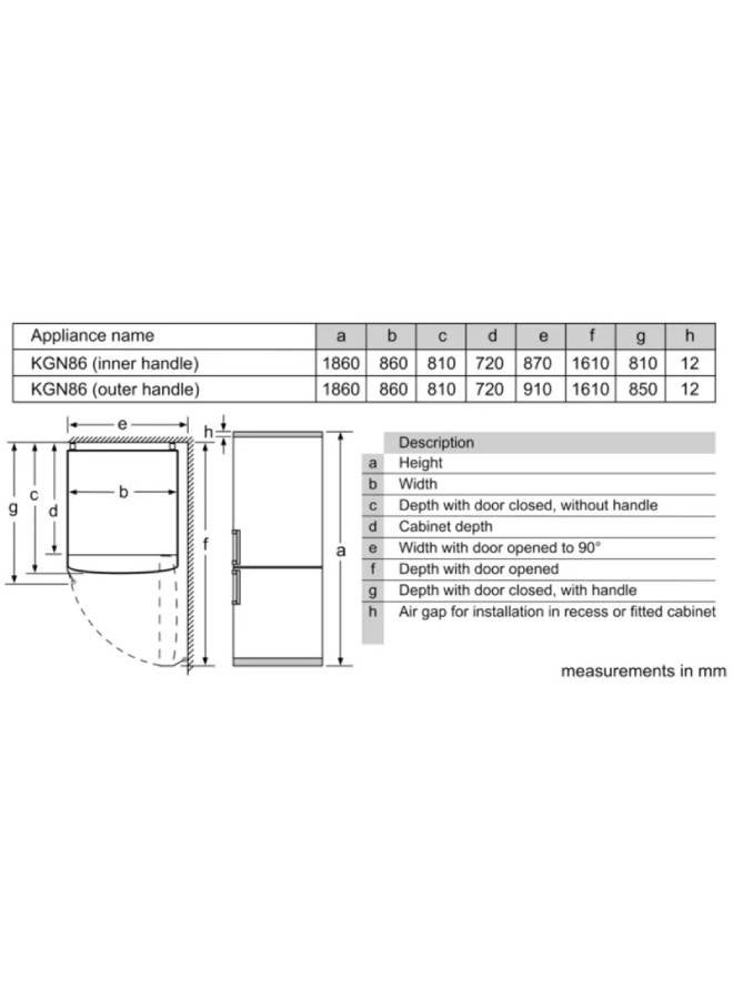 BOSCH - No Frost Refrigerator, Free Standing, Bottom Freezer - Net Capacity 631 Liter 631 L KGN86CI3E8 Silver - Image 1