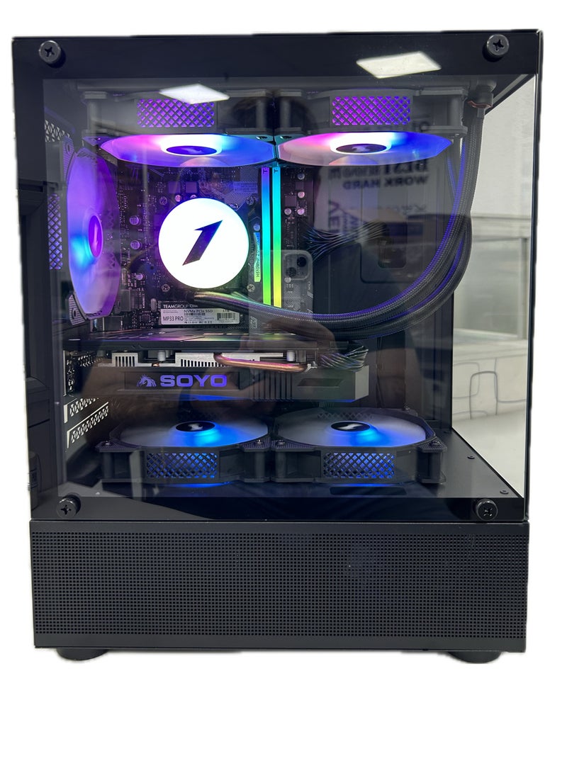 معالج ألعاب الكمبيوتر TMD Core i5-10400F / ذاكرة الوصول العشوائي 16 جيجابايت 3200 ميجابايت / 1 تيرابايت M.2/TS2 مبرد وحدة المعالجة المركزية / ويندوز 10 برو / NVIDIA GeForce RTX 1650 4 جيجابايت أسود