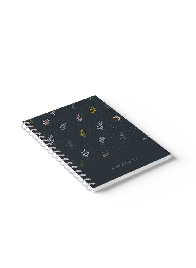 LOWHA Spiral Notebook Abstract Floral Pattern Dark Grey1 Grey/Yellow/Pink  - Image 5