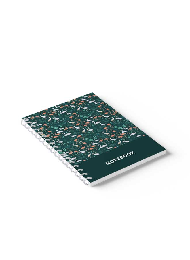 LOWHA Spiral Notebook Flamingos Leafs Swan Nb Pattern Green/Orange/White - Image 5