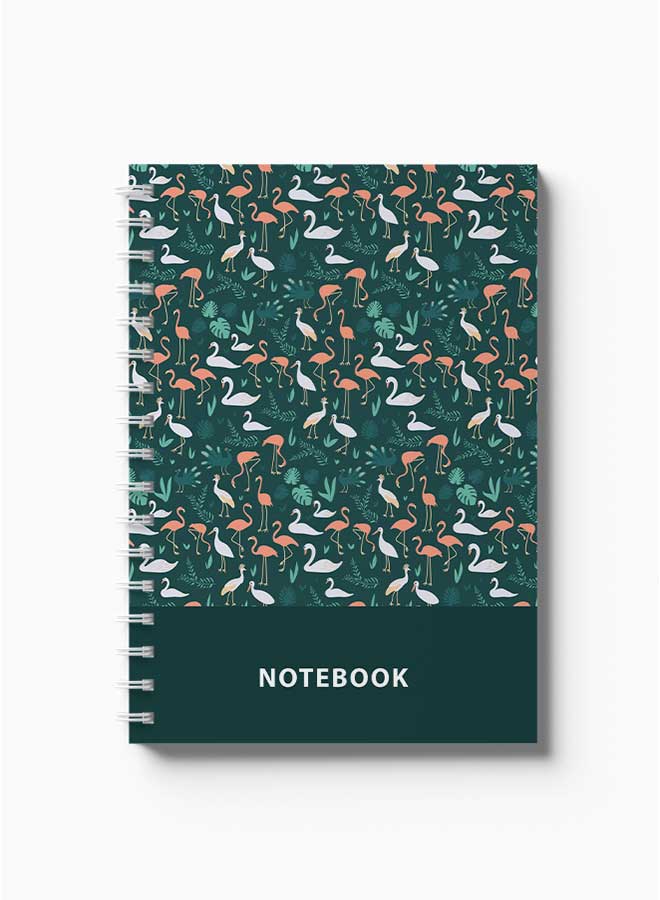 LOWHA Spiral Notebook Flamingos Leafs Swan Nb Pattern Green/Orange/White - Image 2