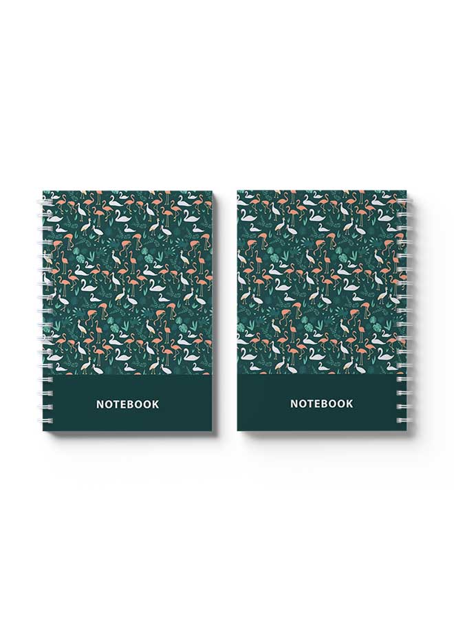 LOWHA Spiral Notebook Flamingos Leafs Swan Nb Pattern Green/Orange/White - Image 3