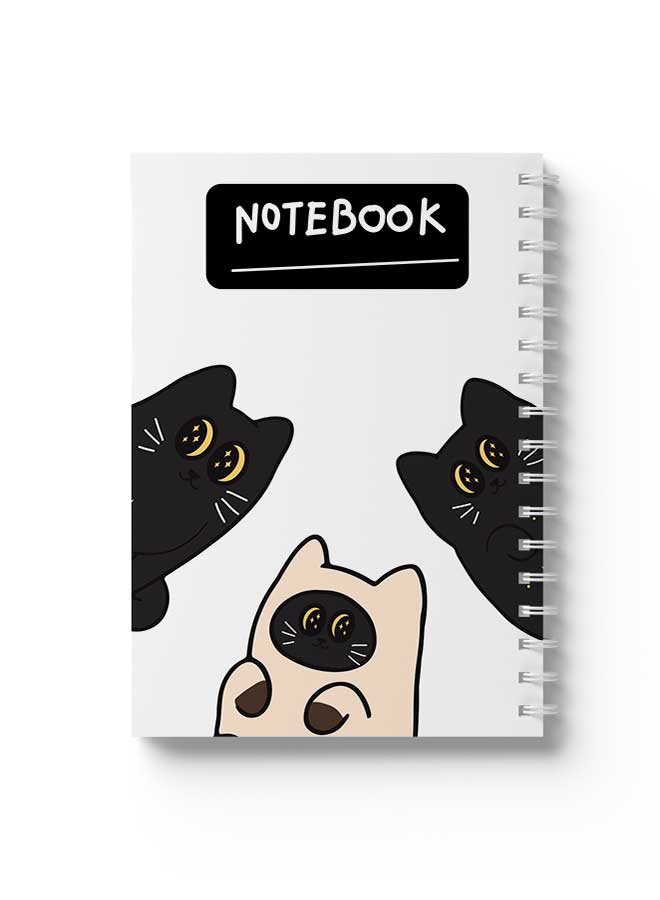LOWHA Spiral Notebook Nb Cute Cat Cartoon Black/White - Image 1