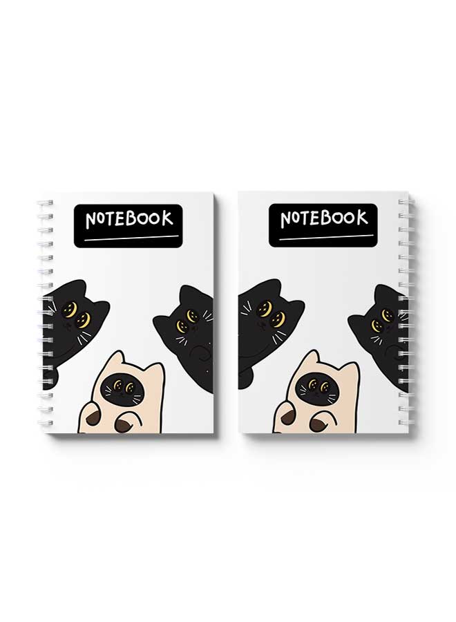LOWHA Spiral Notebook Nb Cute Cat Cartoon Black/White - Image 3