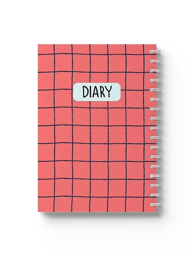 LOWHA - Spiral Notebook Grid Lines Pattern Red/Black - Image 1