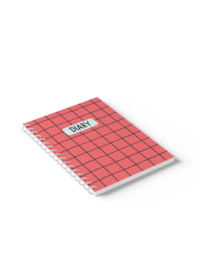 LOWHA - Spiral Notebook Grid Lines Pattern Red/Black - Image 1