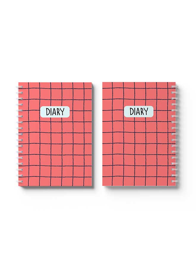LOWHA - Spiral Notebook Grid Lines Pattern Red/Black - Image 1