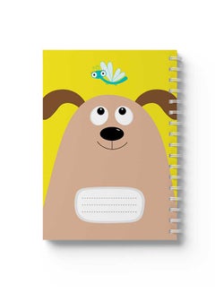 Spiral Notebook Cartoon Dog & Dragonfly Brown/Yellow/Blue