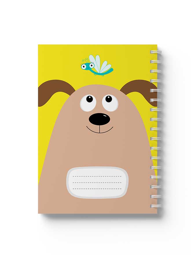 LOWHA - Spiral Notebook Cartoon Dog & Dragonfly Brown/Yellow/Blue - Image 1