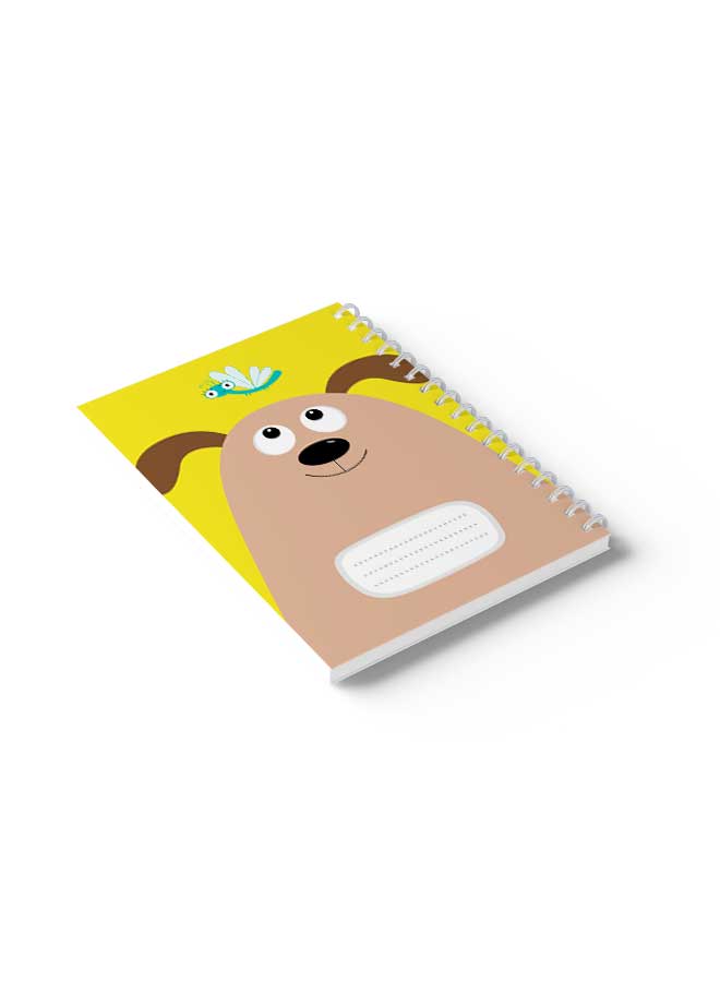 LOWHA - Spiral Notebook Cartoon Dog & Dragonfly Brown/Yellow/Blue - Image 1