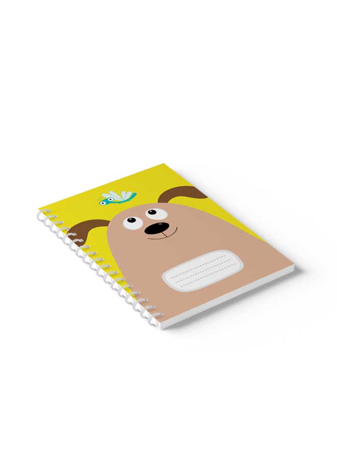LOWHA - Spiral Notebook Cartoon Dog & Dragonfly Brown/Yellow/Blue - Image 1