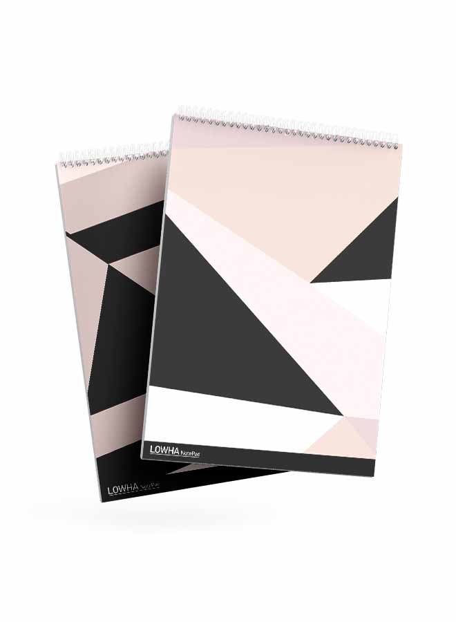 LOWHA Set Of 2 Spiral Notepads Each With 50 Sheets And A Hard Paper Cover With Interlocking Shapes Design Multicolor - Image 3