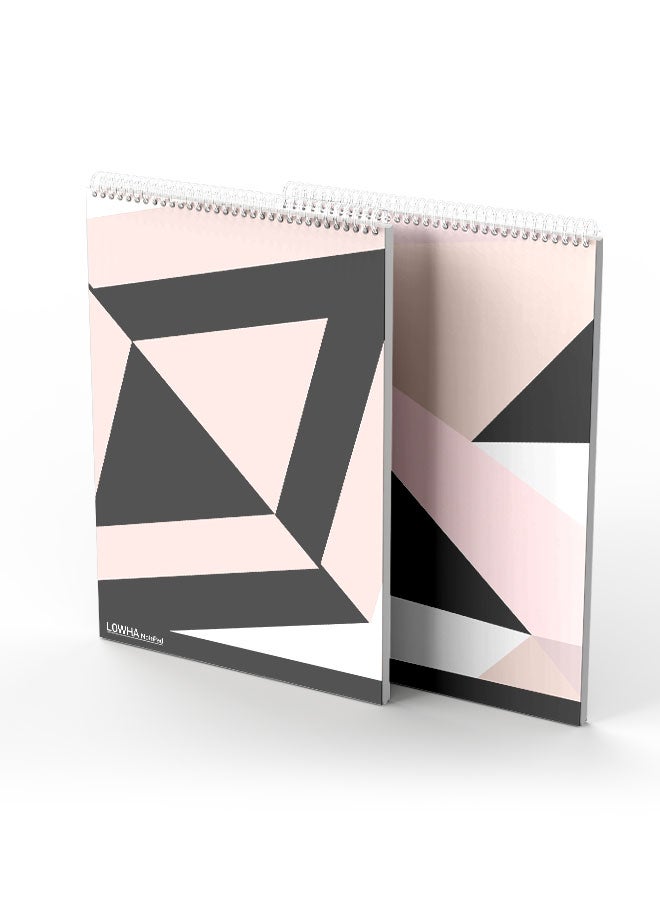 LOWHA Set Of 2 Spiral Notepads Each With 50 Sheets And A Hard Paper Cover With Interlocking Shapes Design Multicolor - Image 2