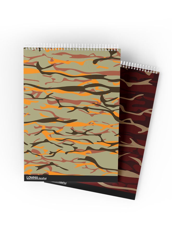 LOWHA Set Of 2 Spiral Notepads Each With 50 Sheets And A Hard Paper Cover With Camouflage Design Multicolor - Image 1