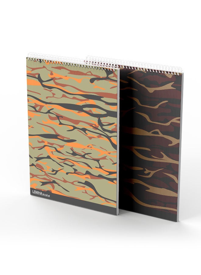 LOWHA Set Of 2 Spiral Notepads Each With 50 Sheets And A Hard Paper Cover With Camouflage Design Multicolor - Image 3