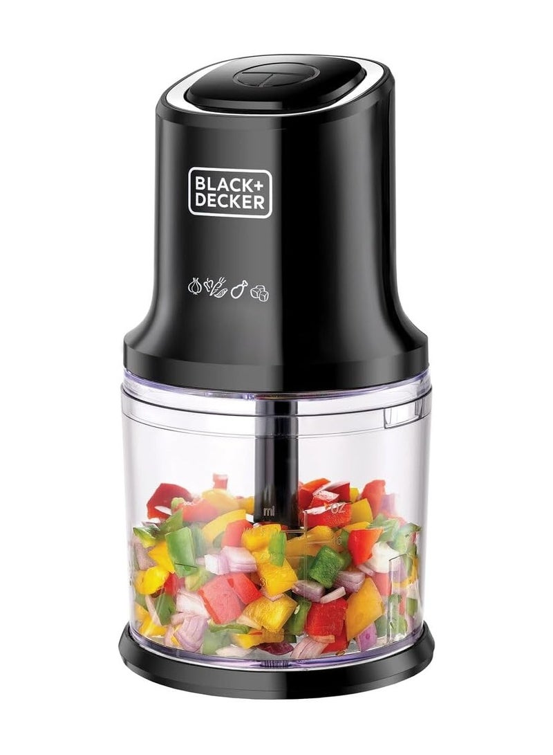 بلاك اند ديكر خلاط ومفرمة لحم و خضار، 500 واط، وعاء 0.5 لتر، نظام 4 شفرات فولاذية، سرعة نبضية للدقة، سحق الثلج، تصميم مدمج وأنيق باللون الأسود، سهل التنظيف، fc500-b5 500 ml 500 W FC500-B5 أسود - Image 1
