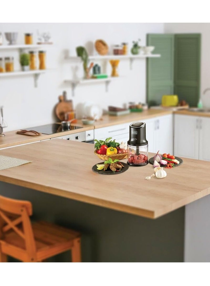 بلاك اند ديكر خلاط ومفرمة لحم و خضار، 500 واط، وعاء 0.5 لتر، نظام 4 شفرات فولاذية، سرعة نبضية للدقة، سحق الثلج، تصميم مدمج وأنيق باللون الأسود، سهل التنظيف، fc500-b5 500 ml 500 W FC500-B5 أسود - Image 5