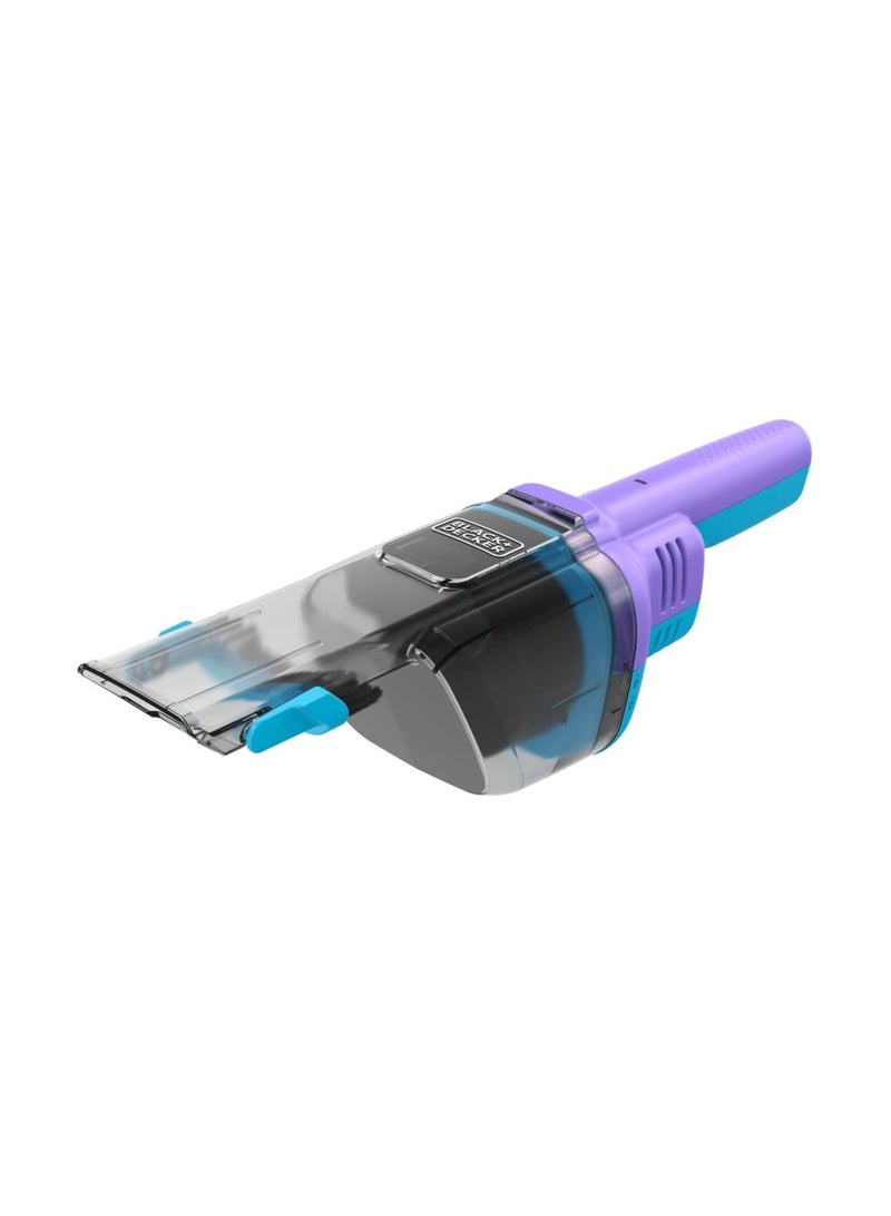 BLACK+DECKER Cordless Handheld Dustbuster Vacuum, 7.2V, 2.0Ah Battery, 16AW Suction, Flip-Up Brush, Crevice Tool, Pet Hair Brush, Storage Base, 290 ml 14.4 W NVD220BP-GB Lively Lavender/Breeze Purple  - Image 1