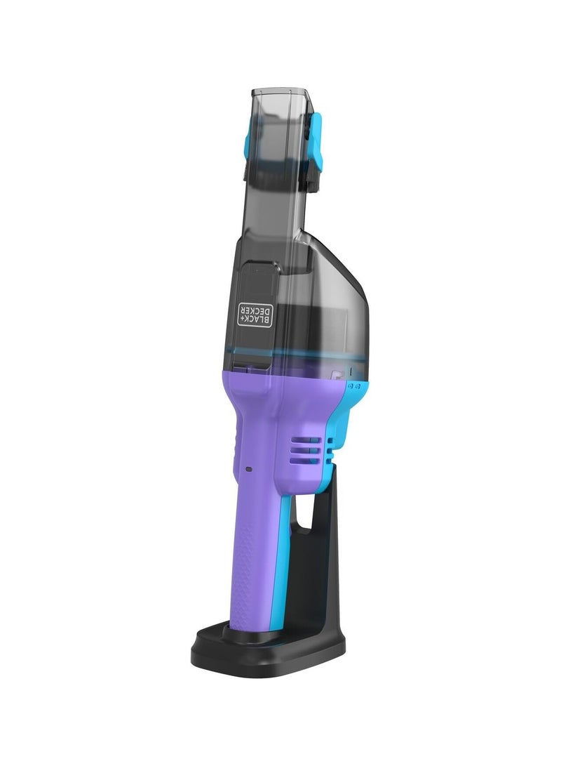 BLACK+DECKER Cordless Handheld Dustbuster Vacuum, 7.2V, 2.0Ah Battery, 16AW Suction, Flip-Up Brush, Crevice Tool, Pet Hair Brush, Storage Base, 290 ml 14.4 W NVD220BP-GB Lively Lavender/Breeze Purple  - Image 3