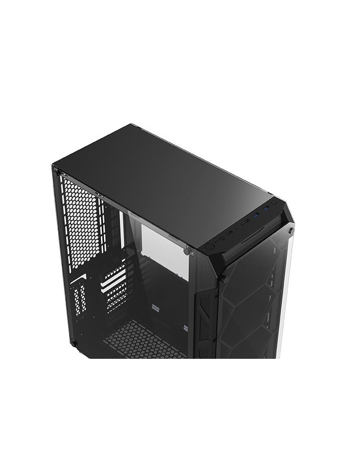 زيجماتيك حافظة كمبيوتر Overtake EATX، USB3.0x2+USB2.0x2، زجاج مقسى من الأمام واليسار واليمين، شريط LED قوس قزح في اللوحة الأمامية - Image 2