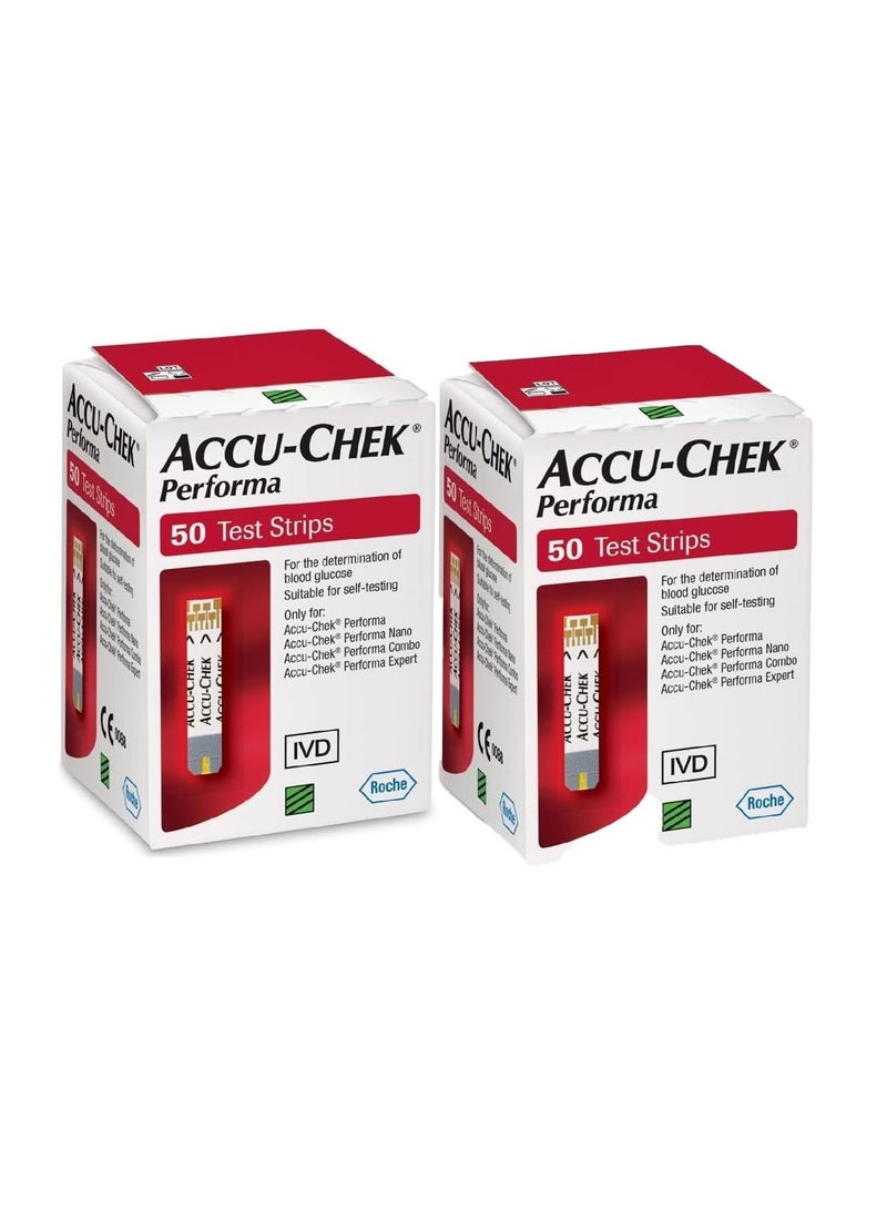 ACCU-CHEK - Pack Of 2 Blood Glucose Test Strip, 50 Pieces - Image 1