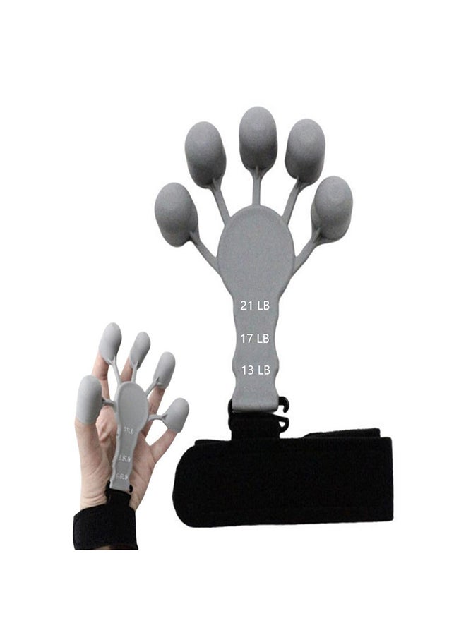 جونسون آند جونسون أداة تقوية قبضة اليد للساعد، مقاومة قابلة للتعديل لتمديد إصبع اليد باللون الرمادي - Image 1