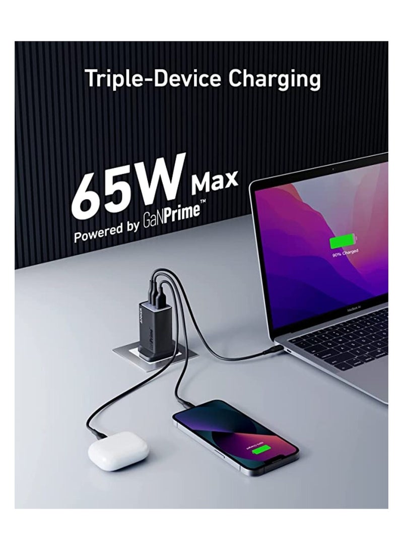 Anker 735 Charger GanPrime 3 Port 65W Black  - Image 3