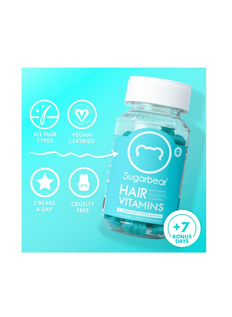 SugarBear Hair Vitamins Vegetarian 3 x 60 Gummies With Free Brush - Image 3