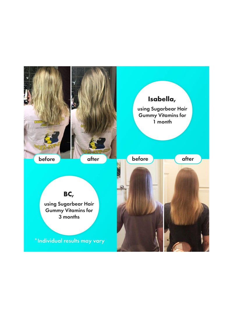 SugarBear Hair Vitamins Vegetarian 3 x 60 Gummies With Free Brush - Image 4